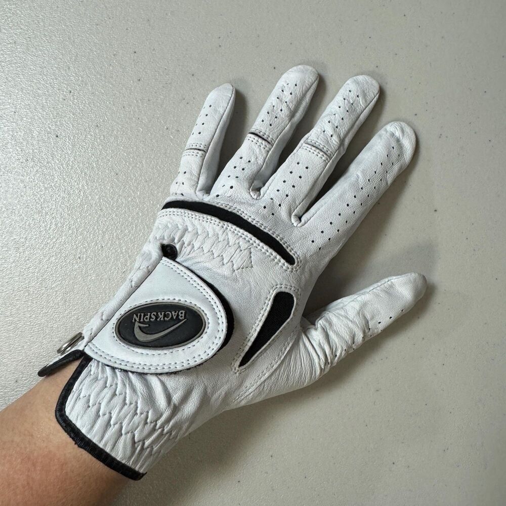 Backspin Golf Leather Glove Mens M Left Hand White Swing Grip Protection Sport